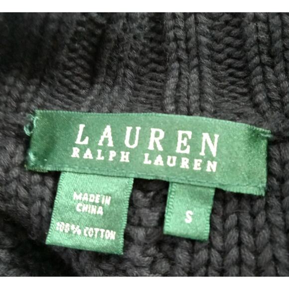 Ralph Lauren Women's Black Cable Knit Fireman Clasp Sweater - M - Picture 2 of 5